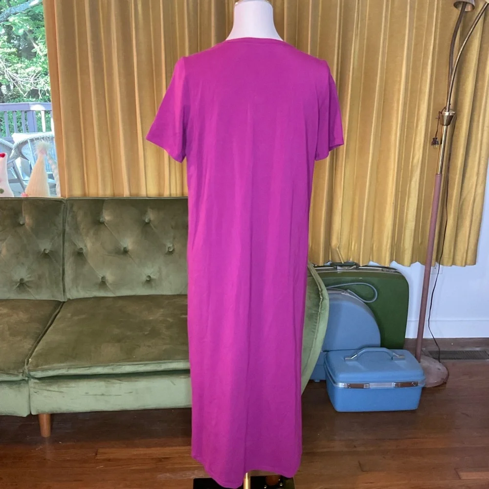Eileen Fisher T-Shirt Maxi Dress Short Sleeve Pink Size Med